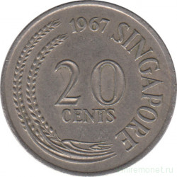 Монета. Сингапур. 20 центов 1967 год.