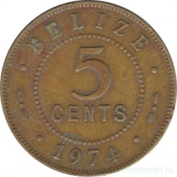 Монета. Белиз. 5 центов 1974 год.