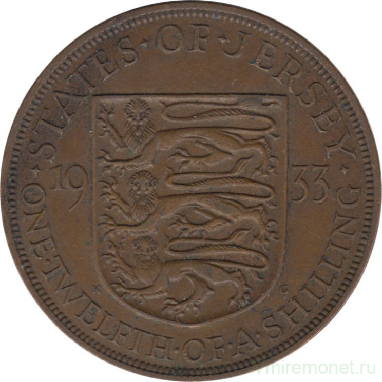 Монета. Великобритания. Джерси. 1/12 шиллинга 1933 год.