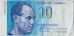 Банкнота. Финляндия. 10 марок 1986 год. Тип 113а (3).