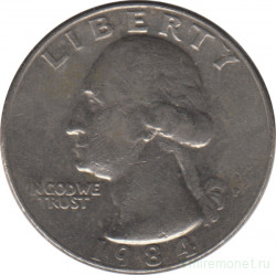 Монета. США. 25 центов 1984 год. Монетный двор P. 