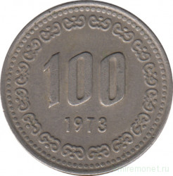 Монета. Южная Корея. 100 вон 1973 год.