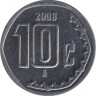 Монета. Мексика. 10 сентаво 2008 год. ав.