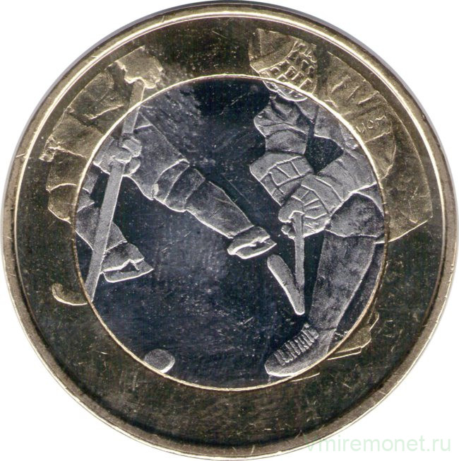 Монета. Финляндия. 5 евро 2016 год. Спорт - Хоккей.