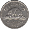 Монета. Канада. 5 центов 1957 год. ав.