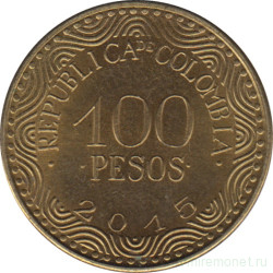 Монета. Колумбия. 100 песо 2015 год.