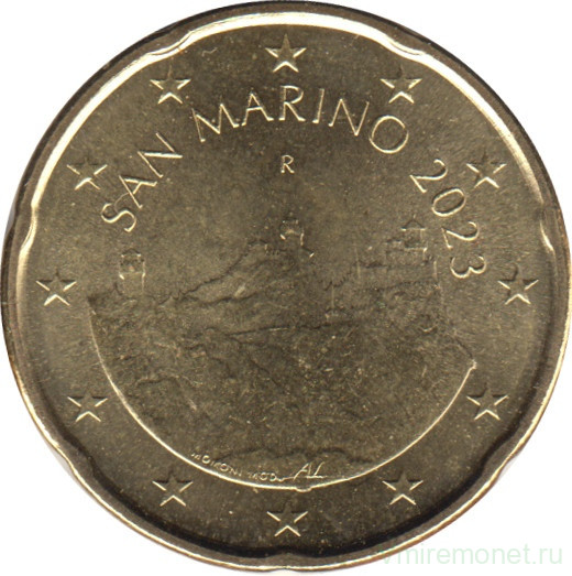 Монета. Сан-Марино. 20 центов 2023 год.