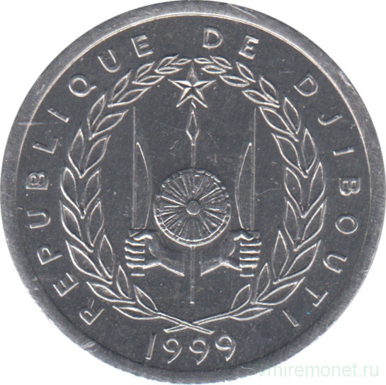 Монета. Джибути. 1 франк 1999 год.