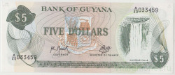 Банкнота. Гайана. 5 долларов 1966 - 1992 года. Тип 22f (2).