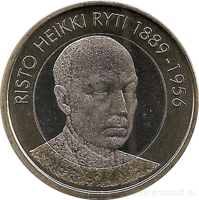 Монета. Финляндия. 5 евро 2017 год. Президент Финляндии Ристо Рюти.
