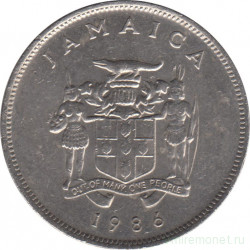 Монета. Ямайка. 25 центов 1986 год.