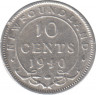 Монета. Ньюфаундленд. 10 центов 1940 год. ав.