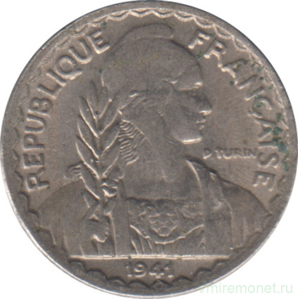 Монета. Французский Индокитай. 10 сантимов 1941 год.