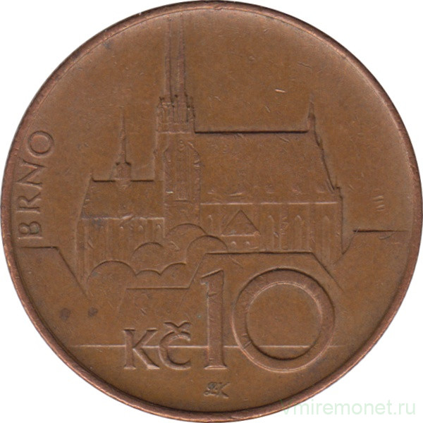 Монета. Чехия. 10 крон 1993 год.