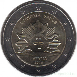 Монета. Латвия. 2 евро 2019 год. Восходящее солнце.
