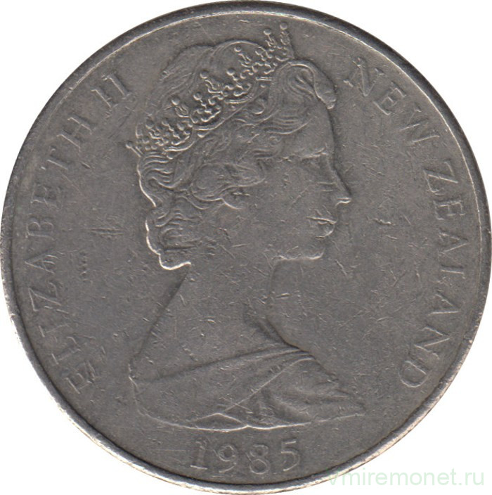 Монета. Новая Зеландия. 20 центов 1985 год.