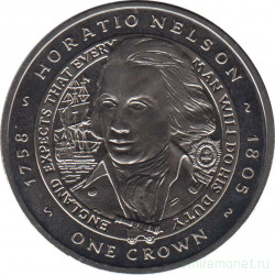 Монета. Фолклендские острова. 1 крона 2006 год. Горацио Нельсон.