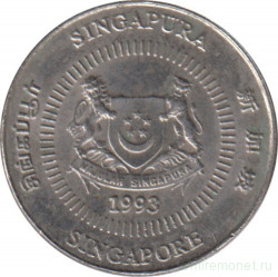 Монета. Сингапур. 10 центов 1993 год.
