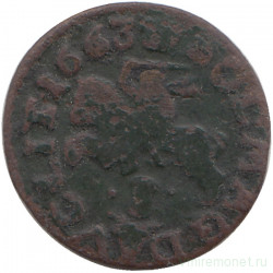 Монета. Польша. 1 солид 1663 год. Ян II Казимир. (Литва).