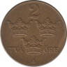  Монета. Швеция. 2 эре 1950 год ( бронза ). рев.