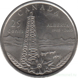 Монета. Канада. 25 центов 2005 год. 100 лет провинции Альберта.