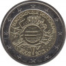 Монета. Германия. 2 евро 2012 год. 10 лет наличного обращения евро. (D). ав.