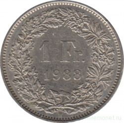 Монета. Швейцария. 1 франк 1988 год.