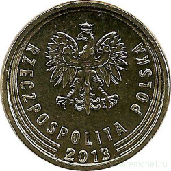 Монета. Польша. 5 грошей 2013 год. Новый тип.