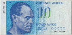 Банкнота. Финляндия. 10 марок 1986 год. Тип 113а (18).