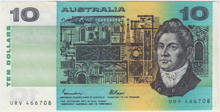 Банкнота. Австралия. 10 долларов 1985 год. Тип 45e.