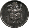 Аверс. Монета. Латвия. 1 лат 2007 год. Снеговик.