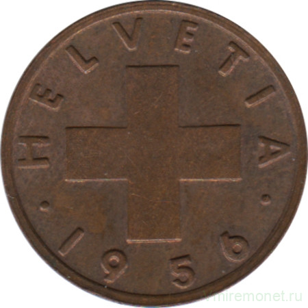 Монета. Швейцария. 1 раппен 1956 год.
