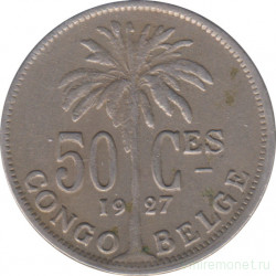 Монета. Бельгийское Конго. 50 сантимов 1927 год. "DES BELGES".