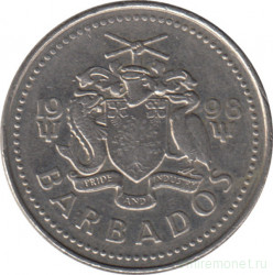 Монета. Барбадос. 25 центов 1998 год.