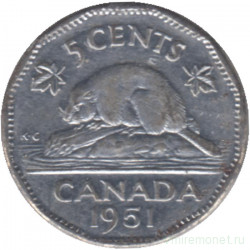 Монета. Канада. 5 центов 1951 год. 