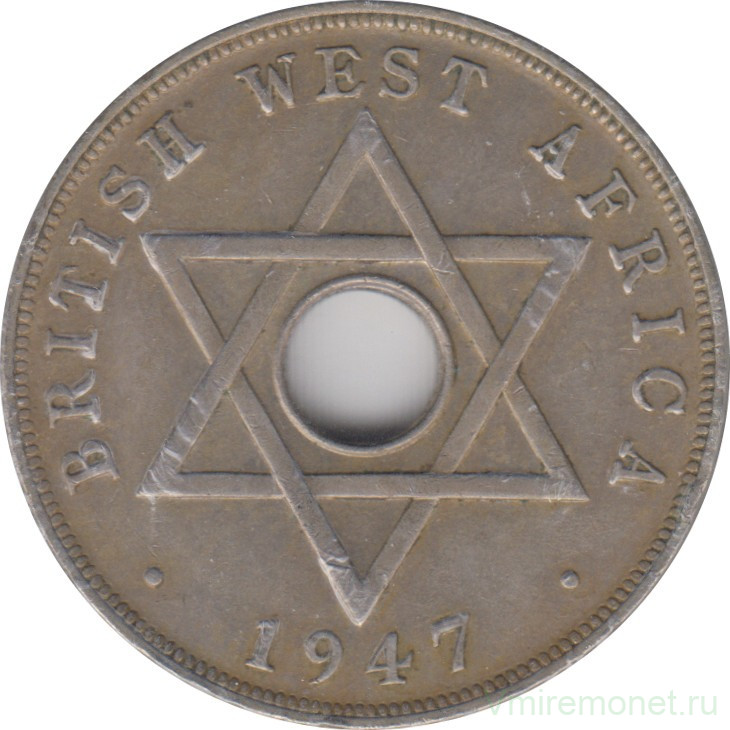 Монета. Британская Западная Африка. 1 пенни 1947 год. (H).