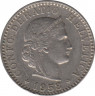 Монета. Швейцария. 20 раппенов 1958 год. ав.