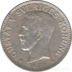 Монета. Швеция. 2 кроны 1935 год.