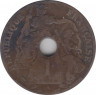 Монета. Французский Индокитай. 1 сантим 1914 год. рев.