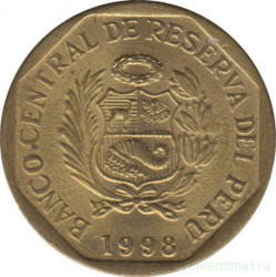 Монета. Перу. 5 сентимо 1998 год.