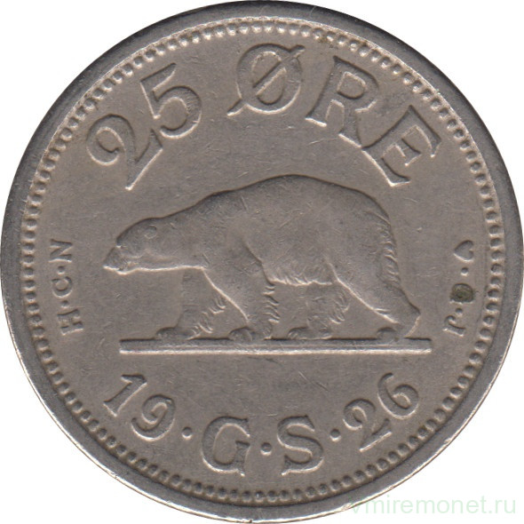 Монета. Гренландия. 25 эре 1926 год.