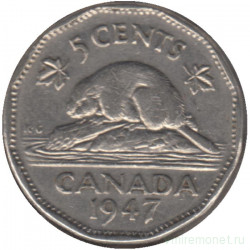 Монета. Канада. 5 центов 1947 год. 