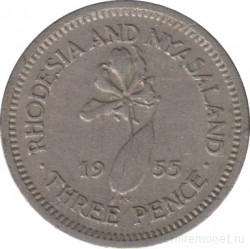 Монета. Родезия и Ньясаленд. 3 пенса 1955 год.