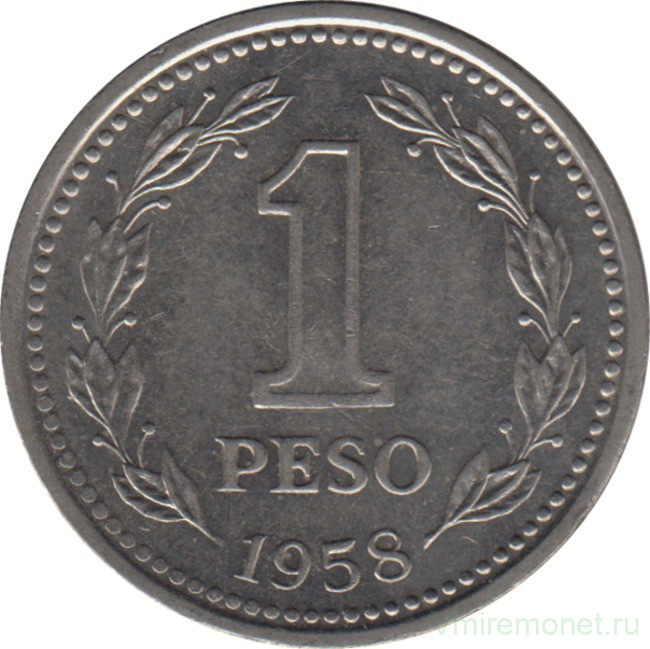 Монета. Аргентина. 1 песо 1958 год.