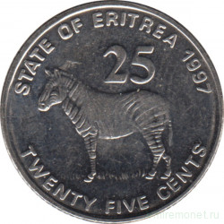 Монета. Эритрея. 25 центов 1997 год.