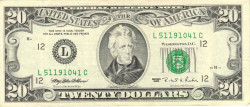 Банкнота. США. 20 долларов 1995 год. Серия L. Тип 500.