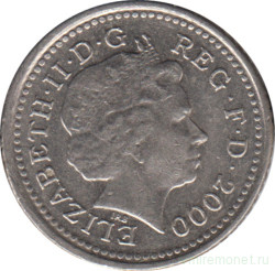 Монета. Великобритания. 5 пенсов 2000 год.