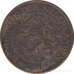 Монета. Нидерланды. 2,5 цента 1919 год.