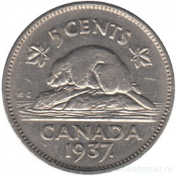 Монета. Канада. 5 центов 1937 год. 