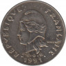 Монета. Французская Полинезия. 20 франков 1991 год. ав.